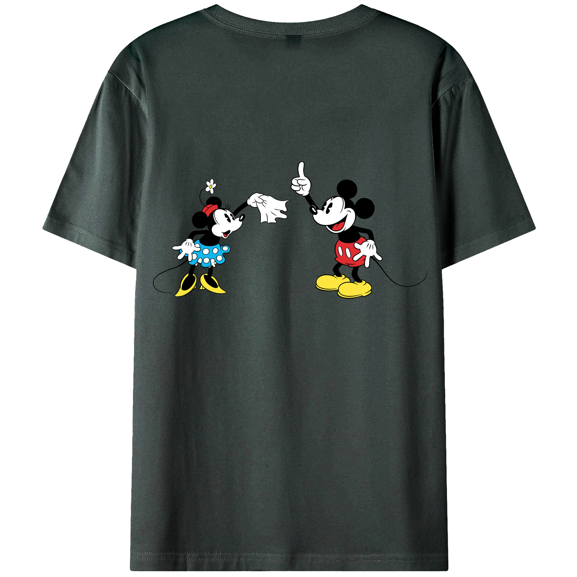 ミッキーマウス Mickey Mouse 綿100％ メンズ半袖Tシャツ（バックプリント） 通気性